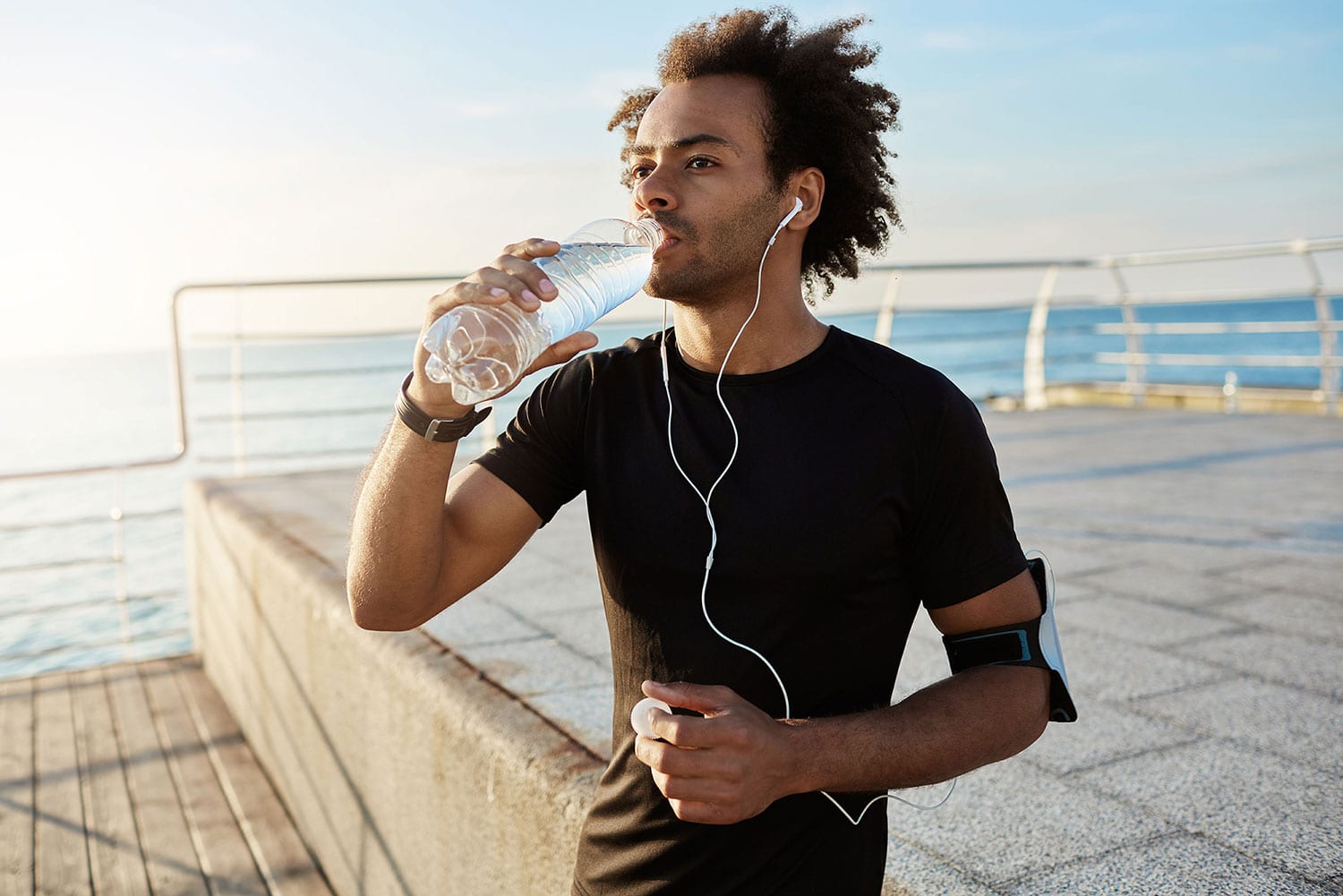 man drinking water